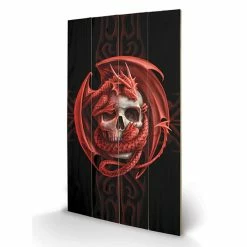 Wooden Painting ANNE STOKES - (Skull Embrace)