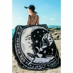 Blanket KILLSTAR - La Luna Round - BLACK -Furniture Cosplay Shop la luna beach towel x1600